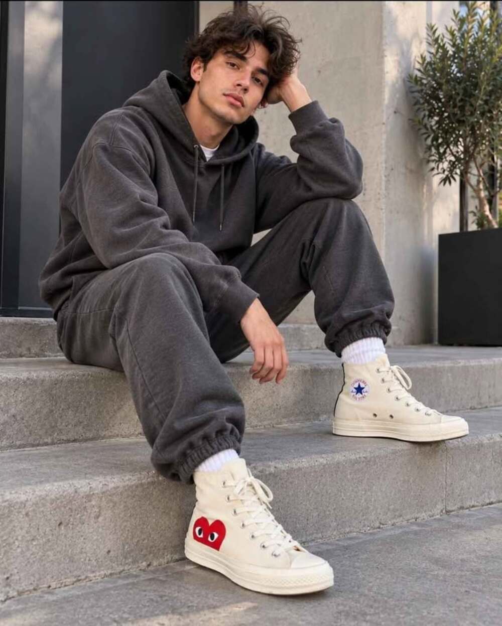 Converse x Comme des Garçons PLAY Chuck 70 High Cream Heart